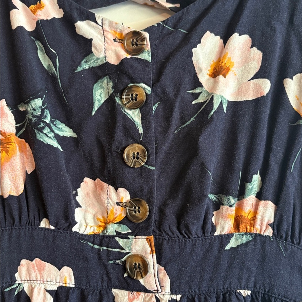 Reformation Lanai Floral Sleeveless Dress In Navy - Picture 9 of 14